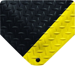 Wearwell Diamond Plate Spongecot - Black w/ Yellow Borders Anti Fatigue Mats