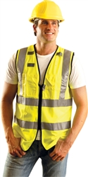 LUX-SSFULLZ - OccuNomix Premium Solid Dual Stripe Hi-Viz Full Surveyor Vest